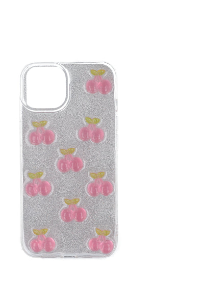 Funda Iphone 13 Cerezas Glitter ROSA