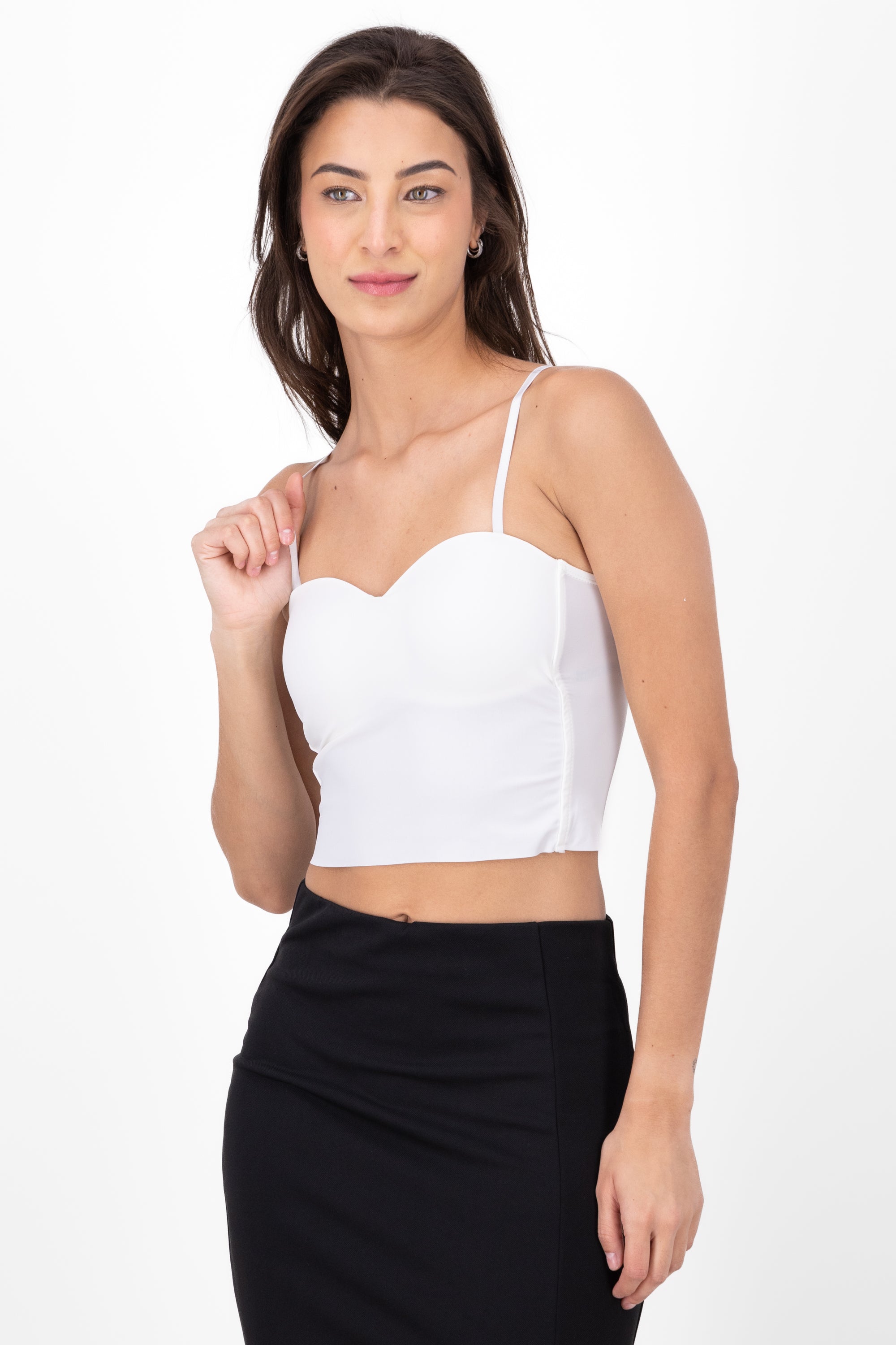 Top Seamless Copas Escote Corazón BLANCO