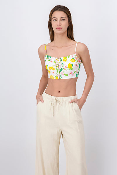 Top crop tirantes estampado BLANCO COMBO