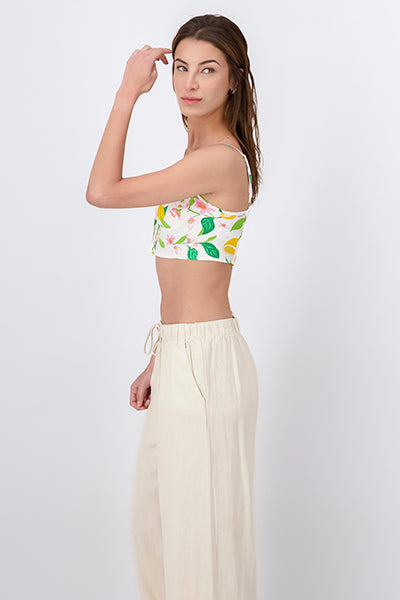 Top crop tirantes estampado BLANCO COMBO