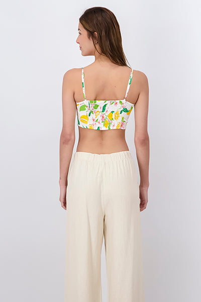 Top crop tirantes estampado BLANCO COMBO