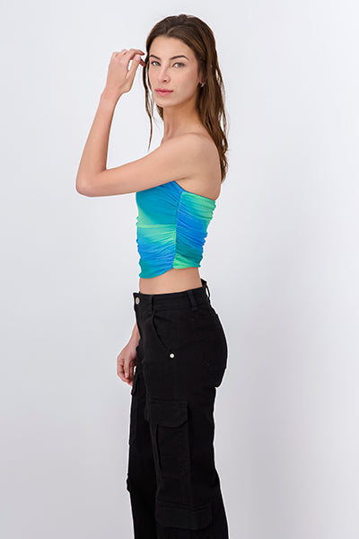 Top Strapless Mesh Tie Dye AZUL COMBO