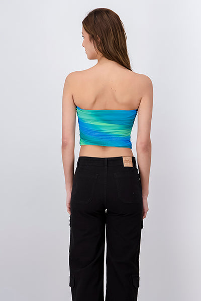 Top Strapless Mesh Tie Dye AZUL COMBO