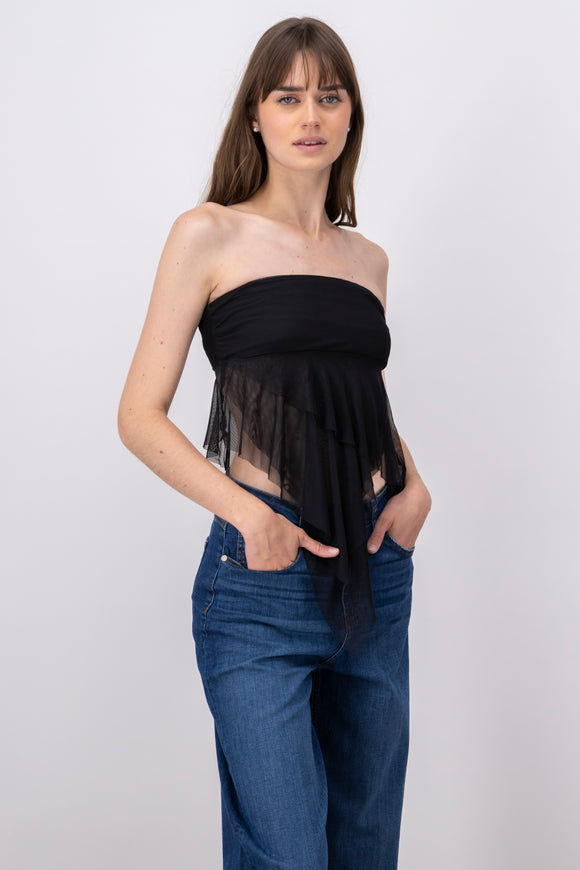Top strapless mesh irregular