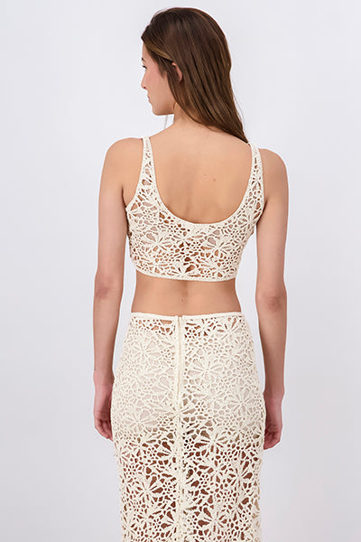 Top Crop Tirantes Crochet CREMA