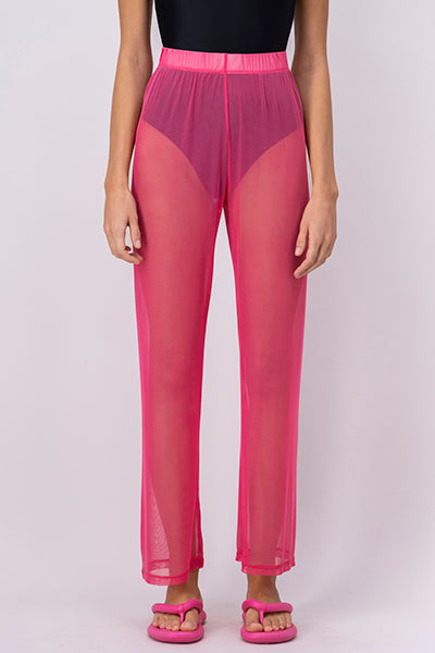 Pantalón recto mesh liso