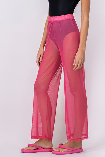 Pantalón recto mesh liso ROSA