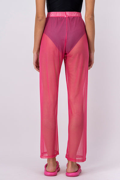 Pantalón recto mesh liso ROSA