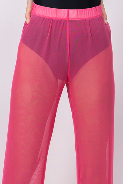 Pantalón recto mesh liso ROSA