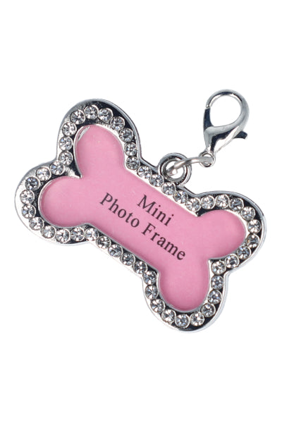 Placa Para Mascota Hueso Brillos ROSA