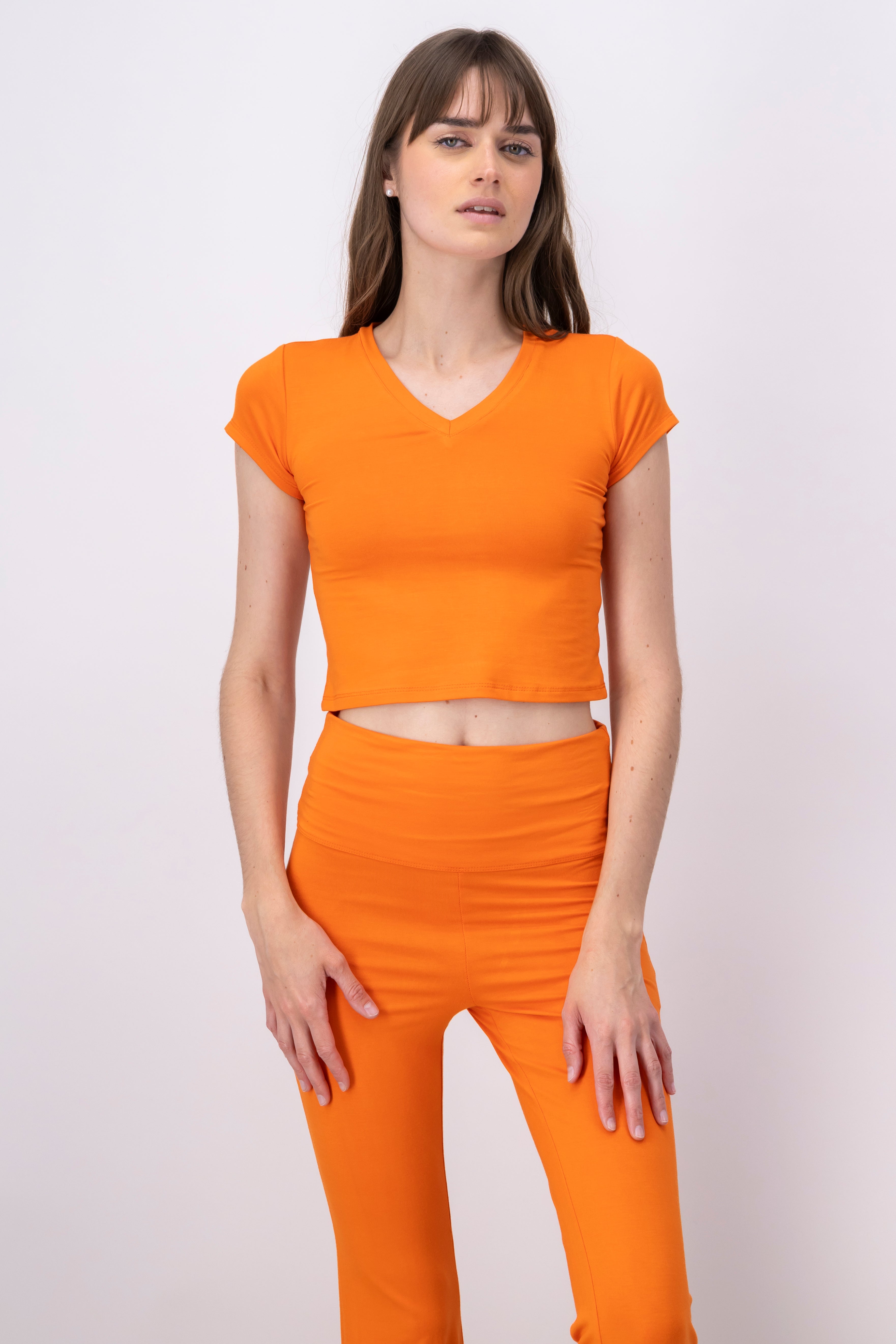 Playera Crop Manga Corta NARANJA