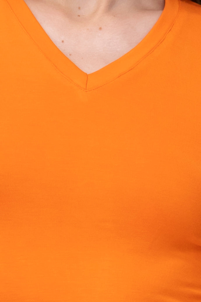 Playera Crop Manga Corta NARANJA