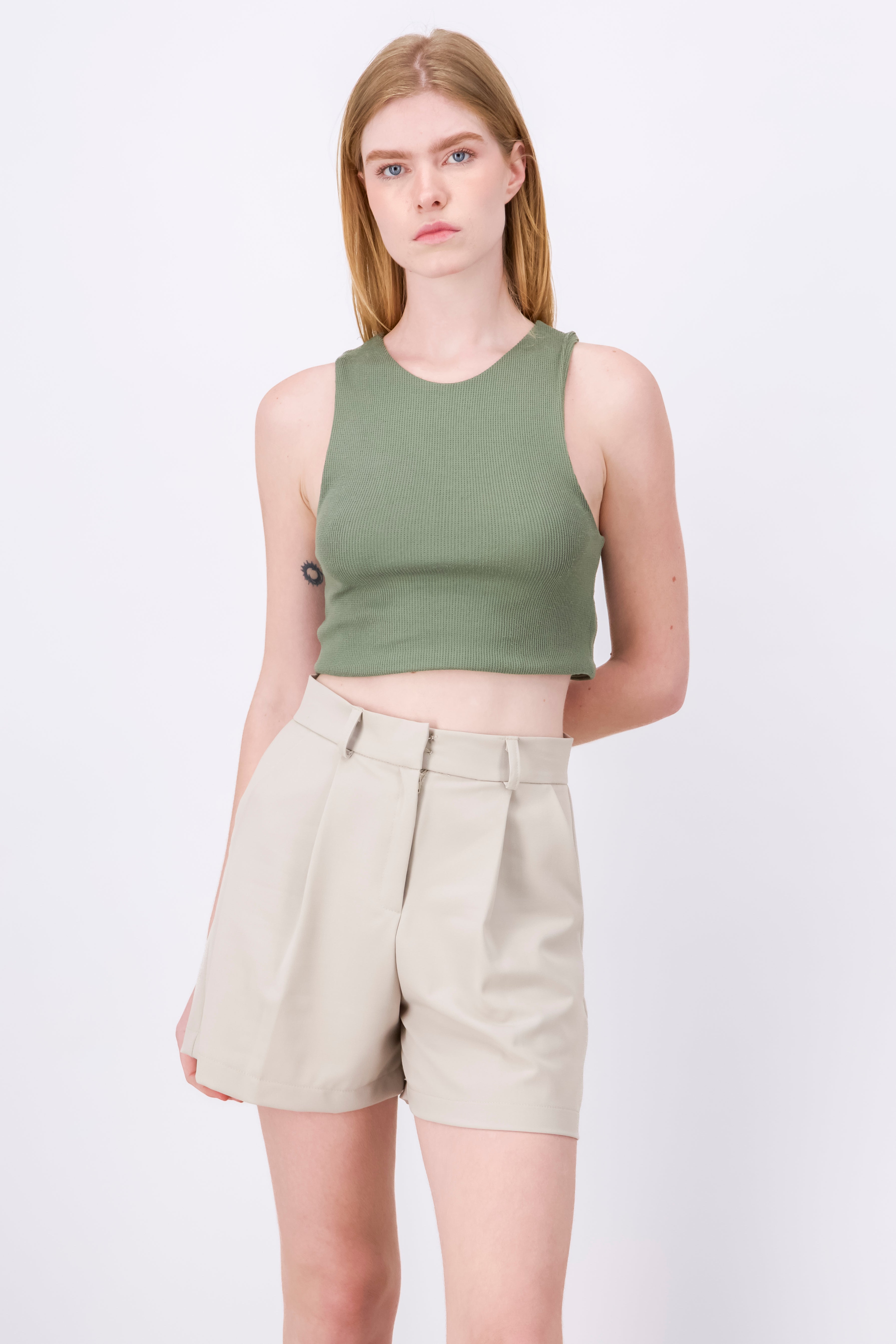 Top Doble Tela Con Textura Hyspters VERDE