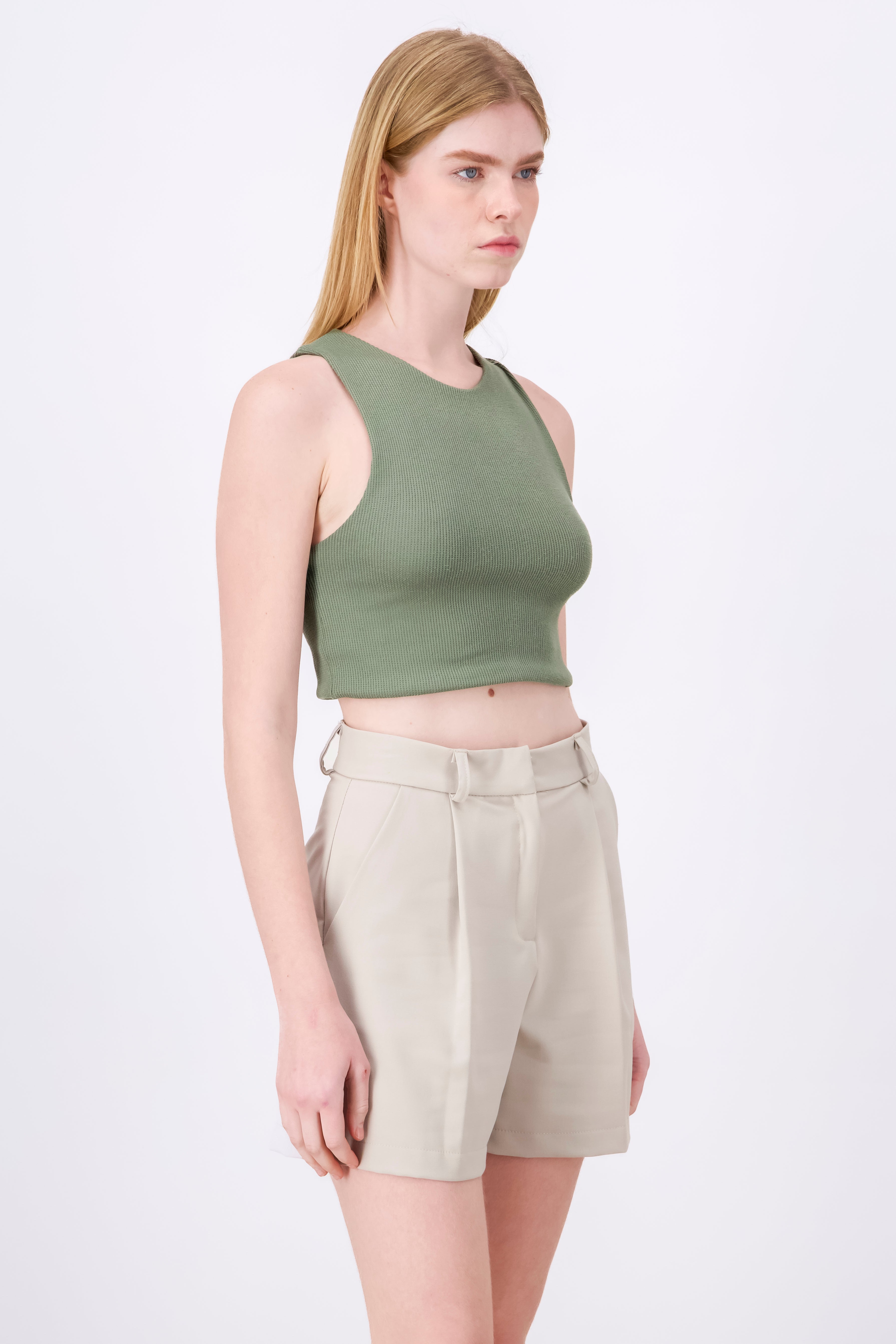 Top Doble Tela Con Textura Hyspters VERDE