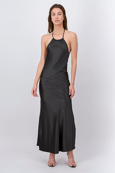 Vestido maxi halter espalda NEGRO