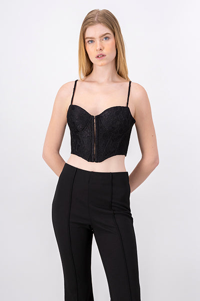 Top bustier encaje floreado NEGRO