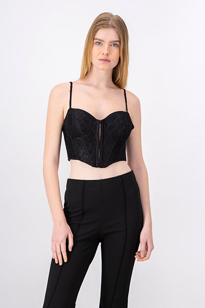 Top bustier encaje floreado NEGRO