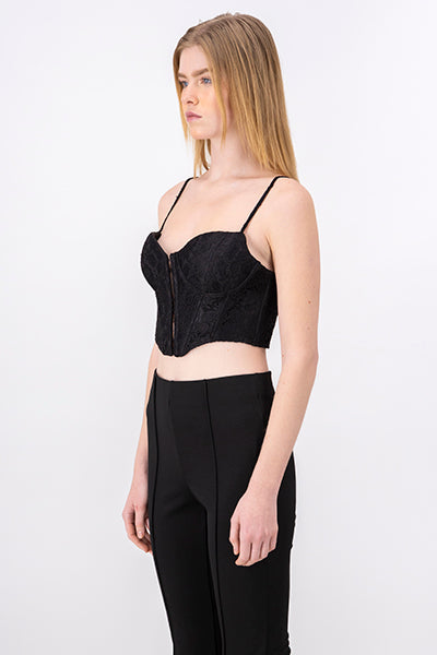 Top bustier encaje floreado NEGRO