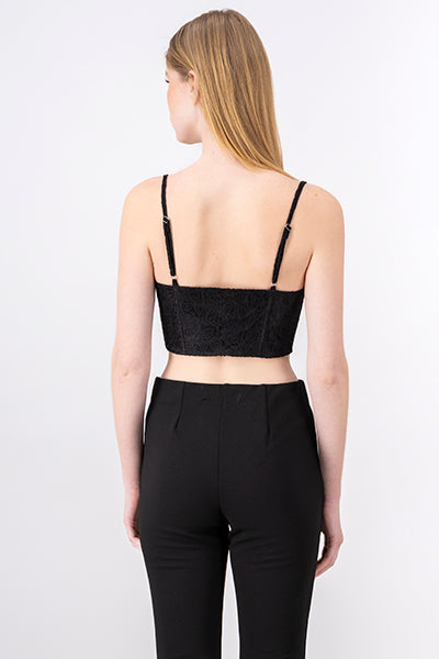 Top bustier encaje floreado NEGRO