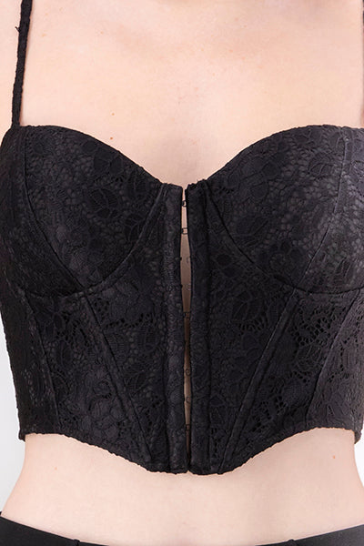 Top bustier encaje floreado NEGRO