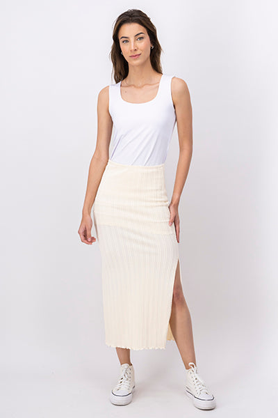 Falda Midi Textura Trenza CREMA