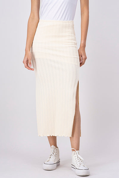 Falda Midi Textura Trenza CREMA