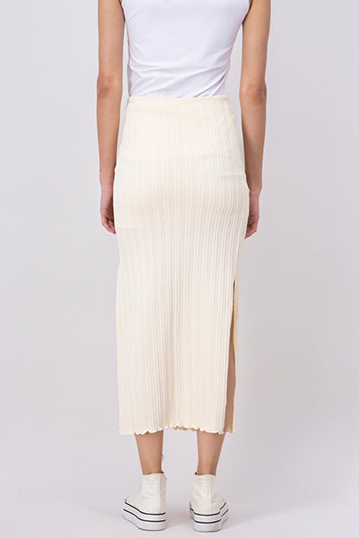 Falda Midi Textura Trenza CREMA