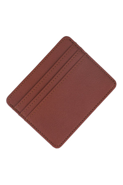 Tarjetero Liso Efecto Piel CAFE