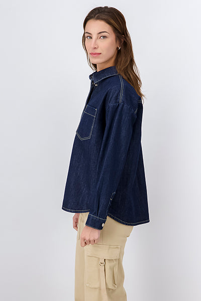 Chamarra denim oversize bolsillo DARK WASH