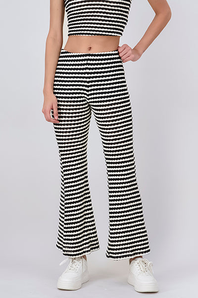 Pantalón flare tejido rayas NEGRO BLANCO