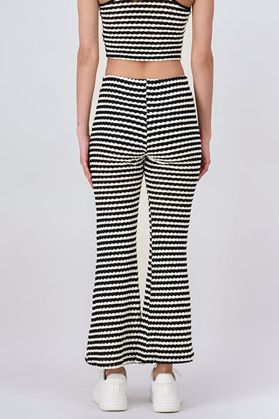 Pantalón flare tejido rayas NEGRO BLANCO