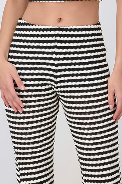 Pantalón flare tejido rayas NEGRO BLANCO