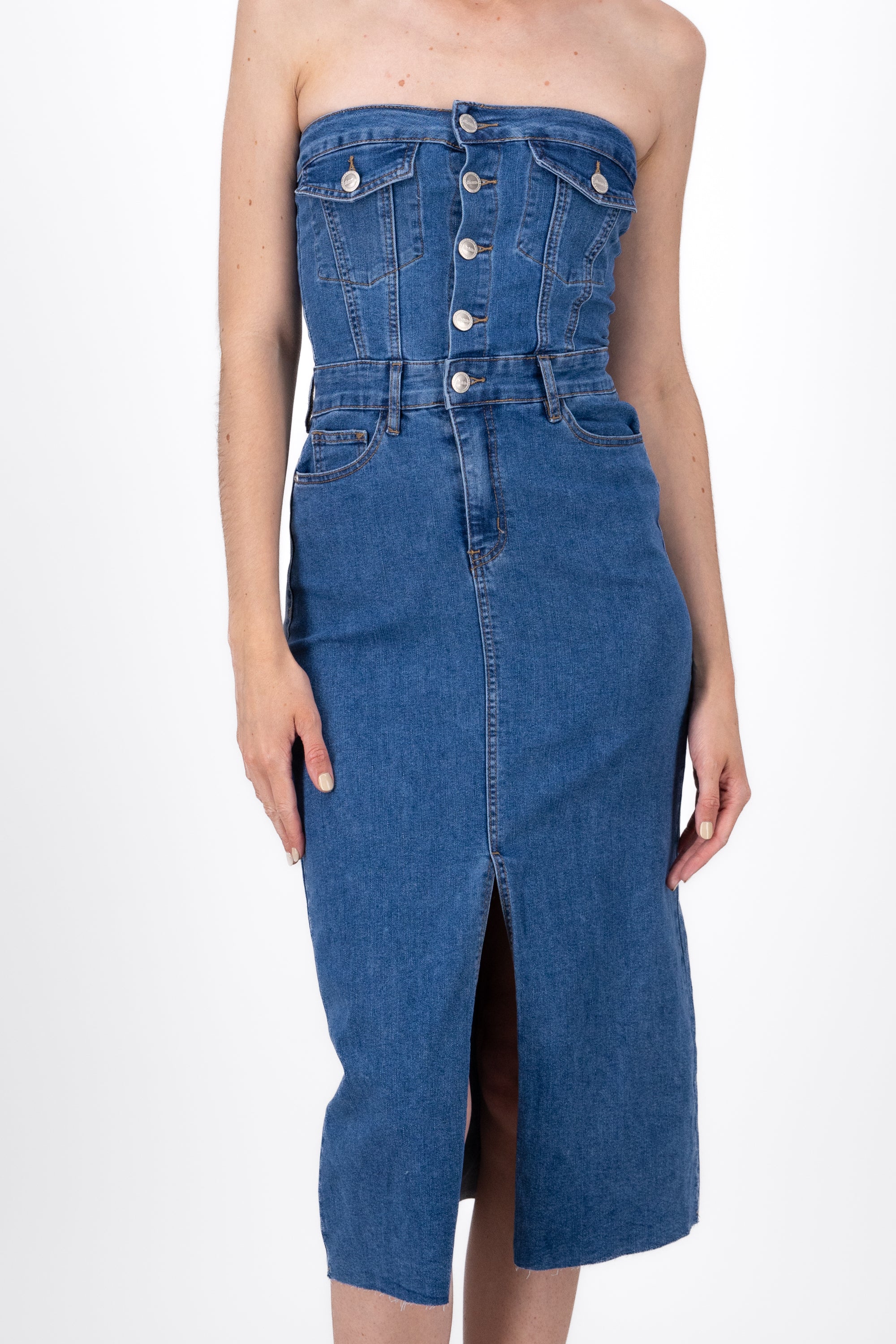 Vestido Denim Strapless CH