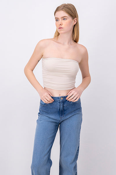 Top tubo plisado BEIGE