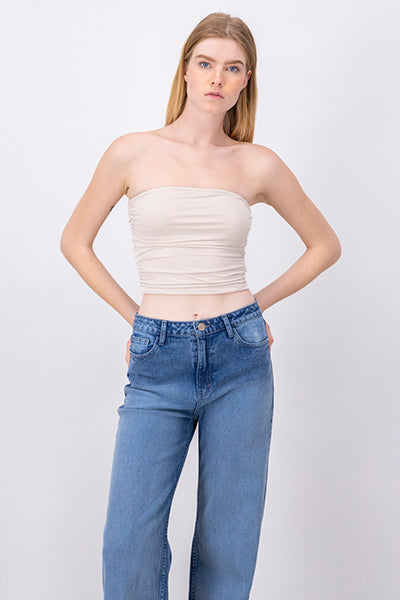 Top tubo plisado BEIGE