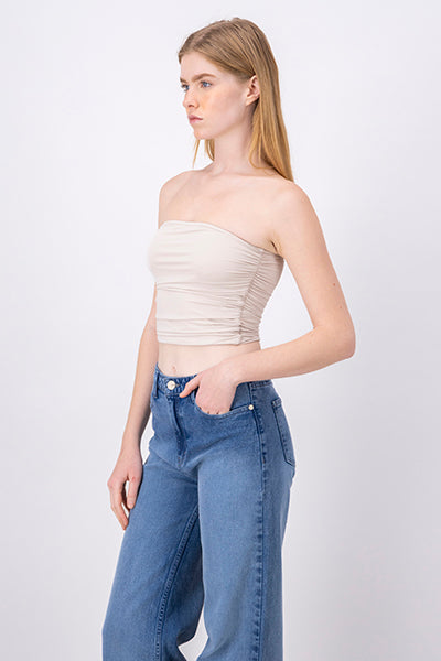 Top tubo plisado BEIGE