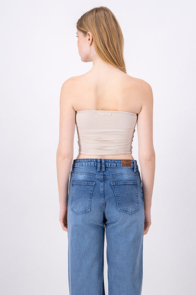 Top tubo plisado BEIGE