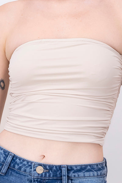 Top tubo plisado BEIGE