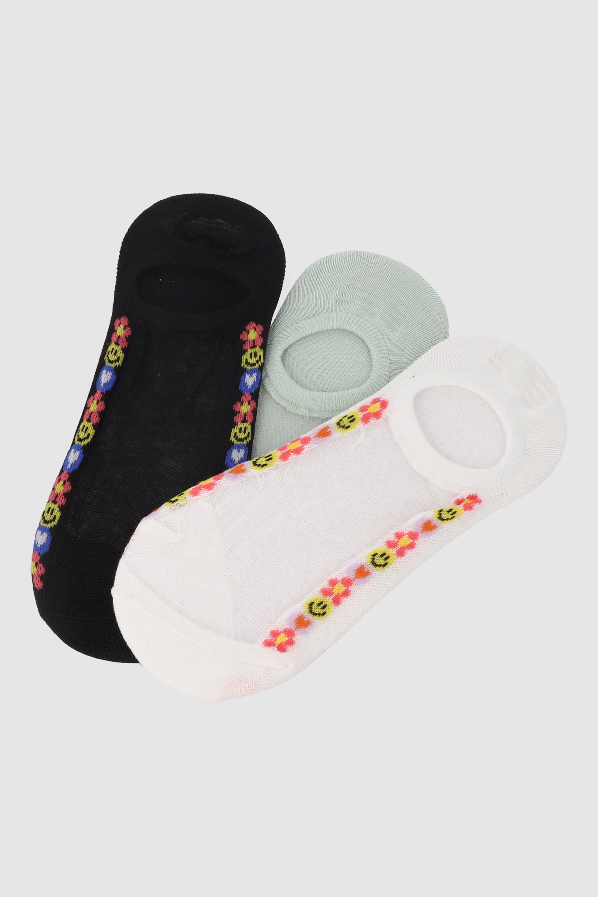 3Pack Cubrepies Mesh Mini Flores BLANCO COMBO