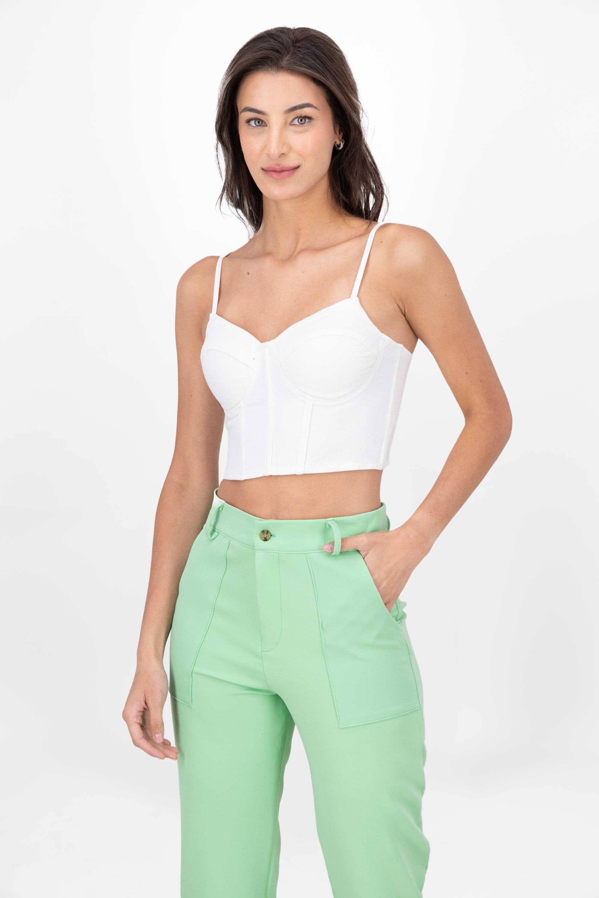 Top Crop Denim Copas BLANCO