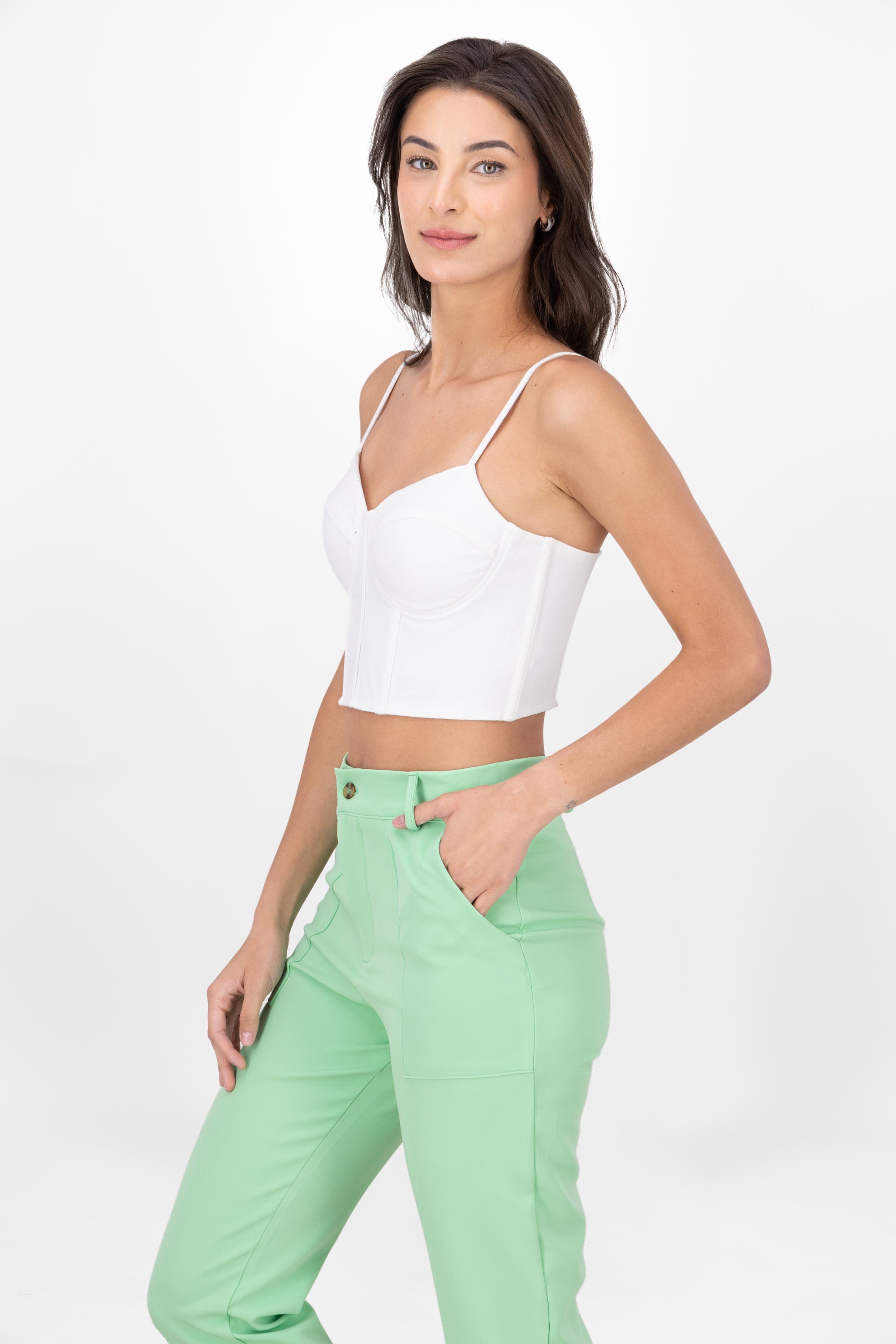 Top Crop Denim Copas BLANCO