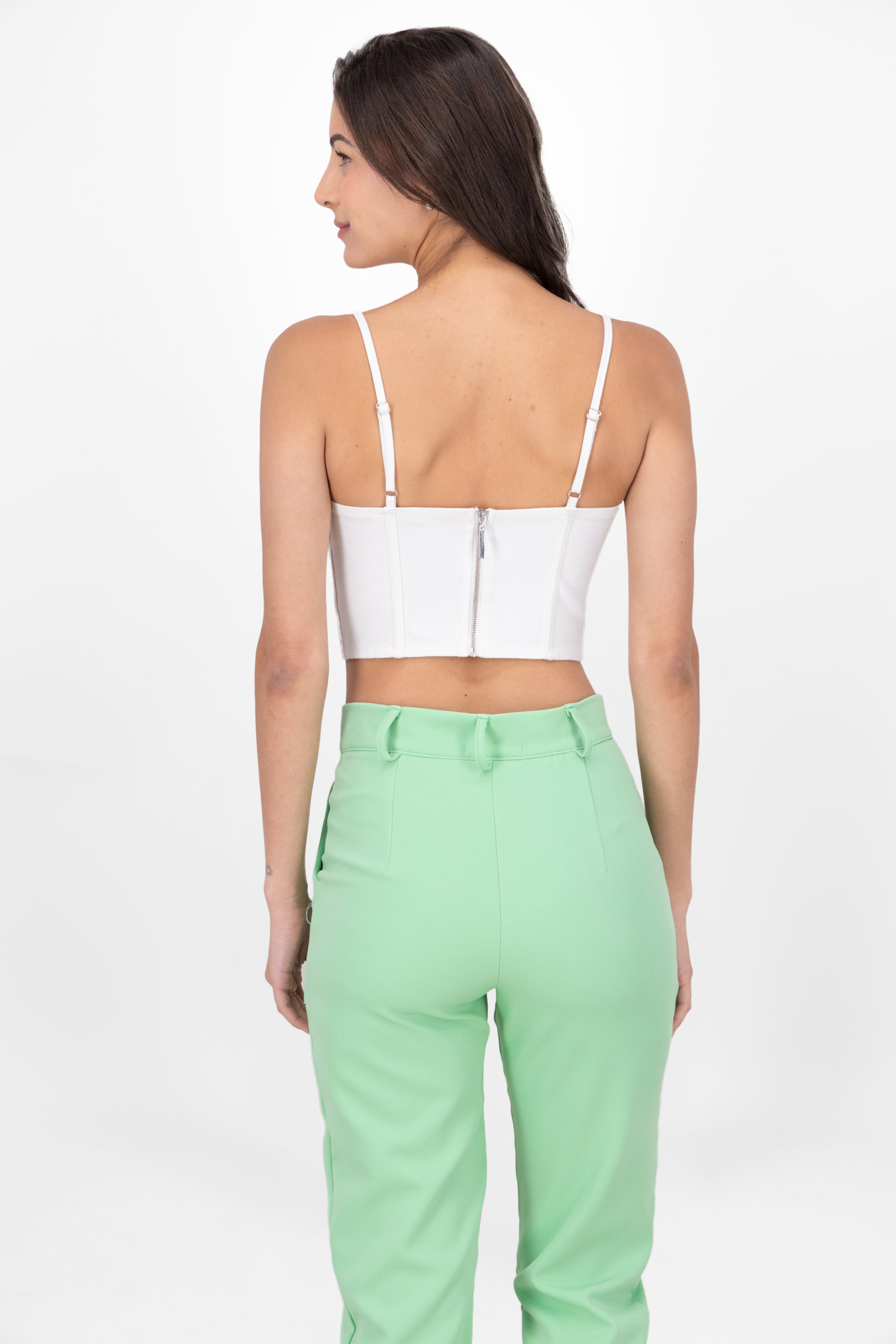 Top Crop Denim Copas BLANCO