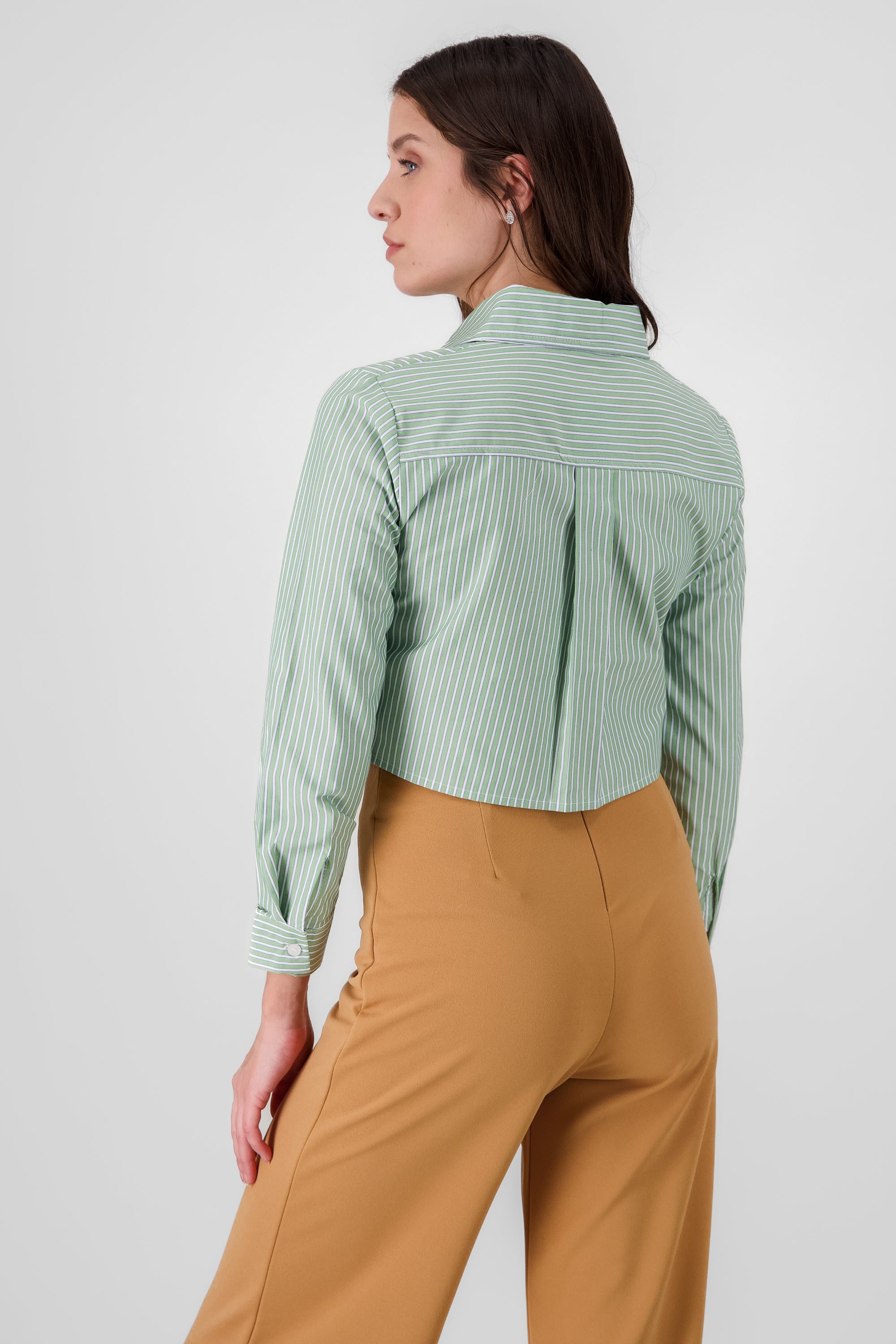 Camisa Crop Doble Bolsillo VERDE COMBO