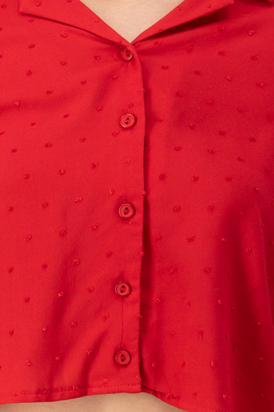 Camisa crop textura lunares ROJO