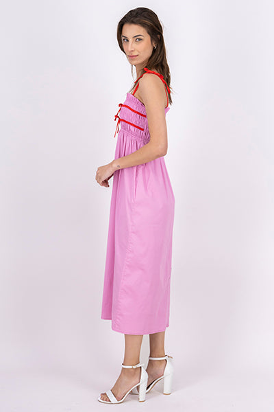 Vestido Midi Moños Bicolor ROSA COMBO