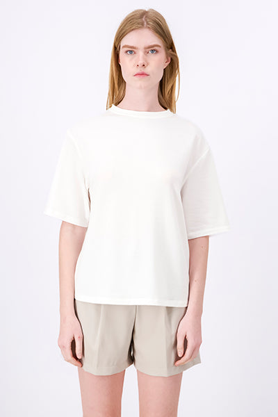 Playera Oversize Lisa Manga Corta BLANCO