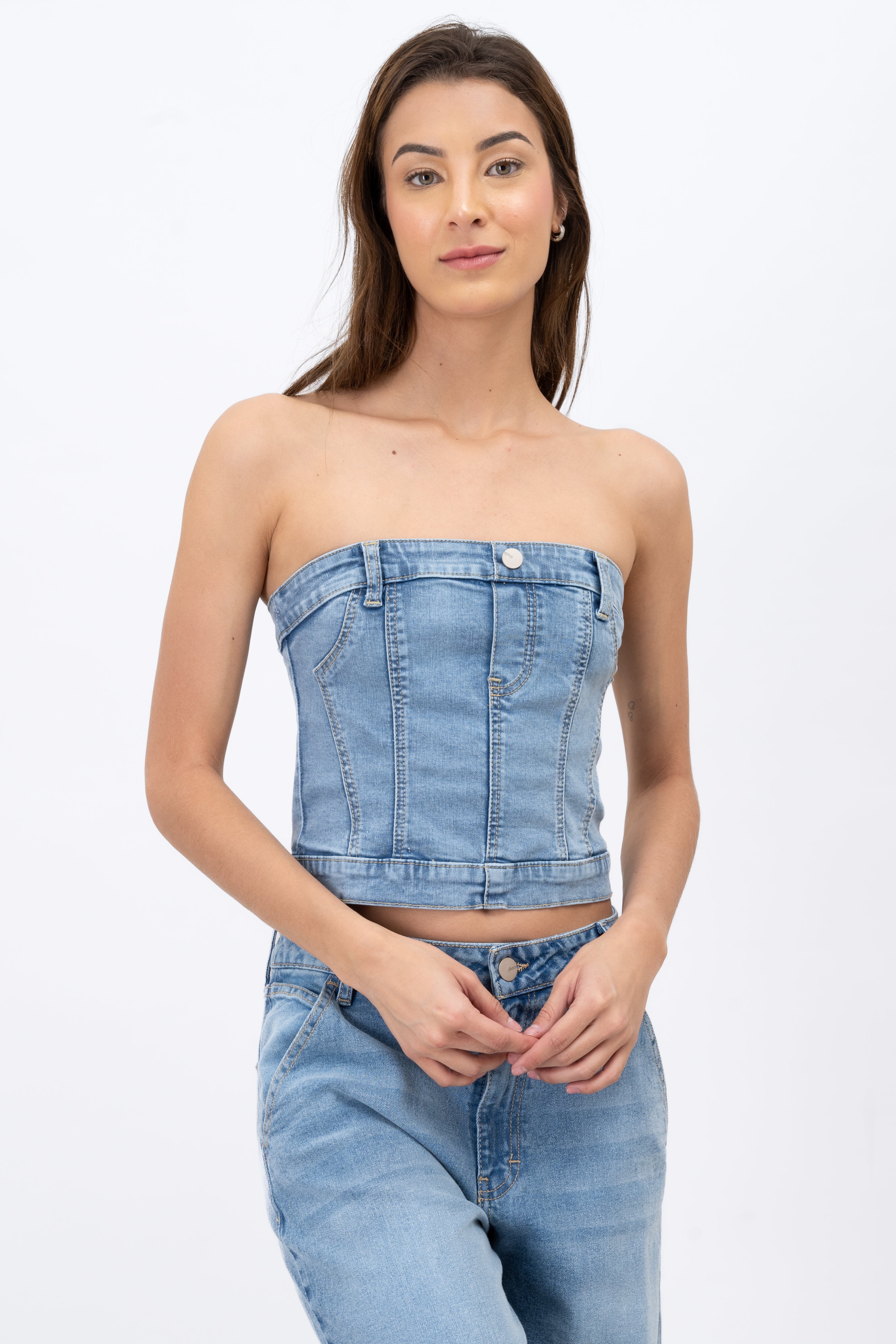 Top corset denim botón ACID MEDIO