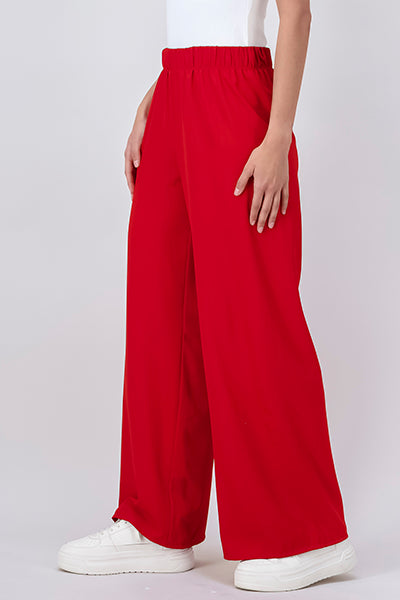 Pantalón Wide Leg Elástico ROJO