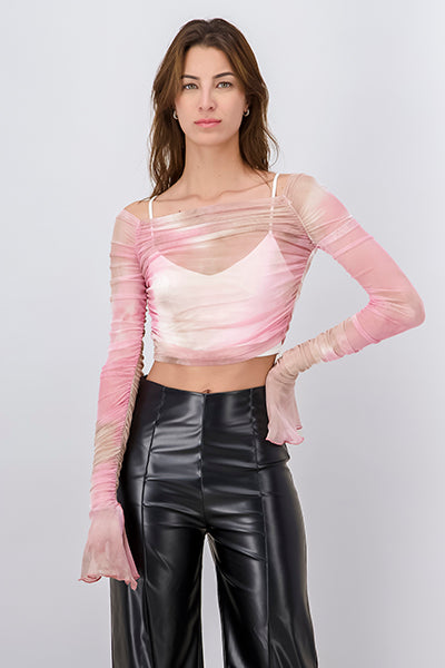 Top mesh manga larga tie dye ROSA