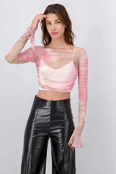 Top mesh manga larga tie dye ROSA